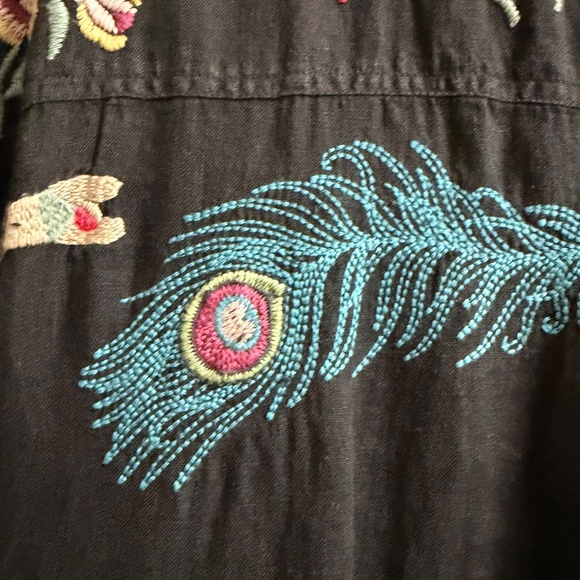 Johnny Was Biya Black Embroidered Tunic Dress Black L - Picture 4 of 7